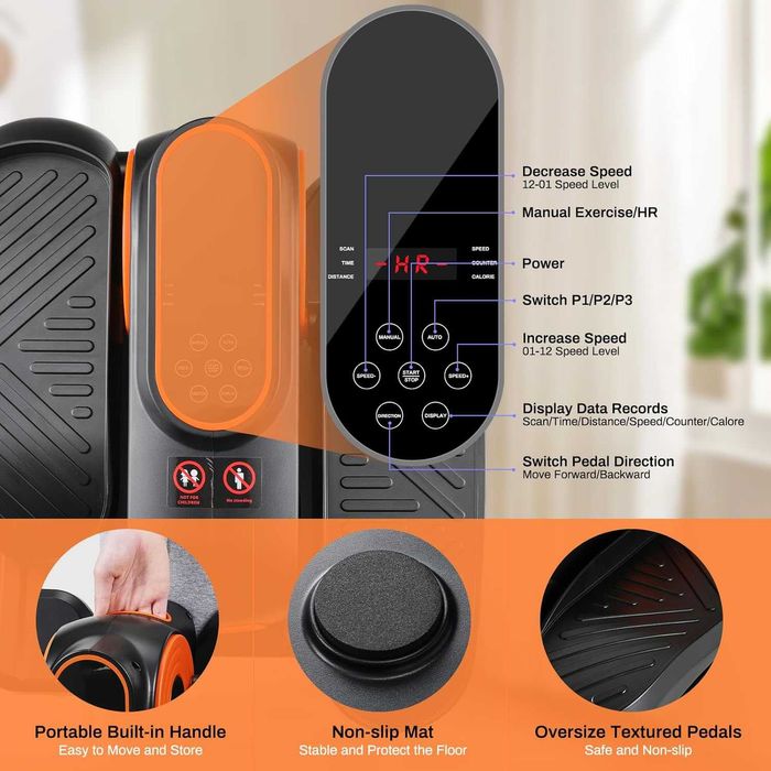 Elektryczny trenażer pedałowy przyrząd do ćwiczeń orbitrek stepper