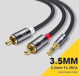 Przewód Audio RCA>Jack 3,5mm o długości 1m w miękkim oplocie.