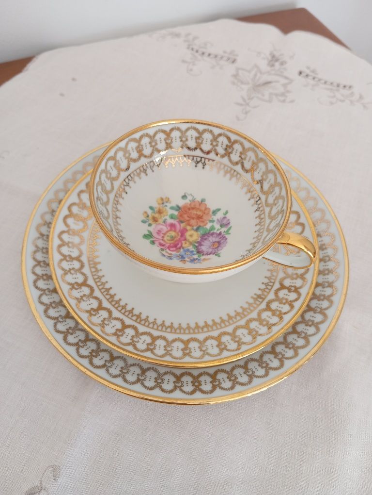 Trio de Chá porcelana antiga Alemanha Ocidental