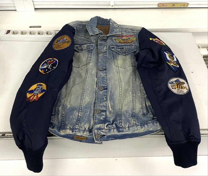 Джинсовая куртка top gun стеганка авиатор топ ган штаны вранглер реп