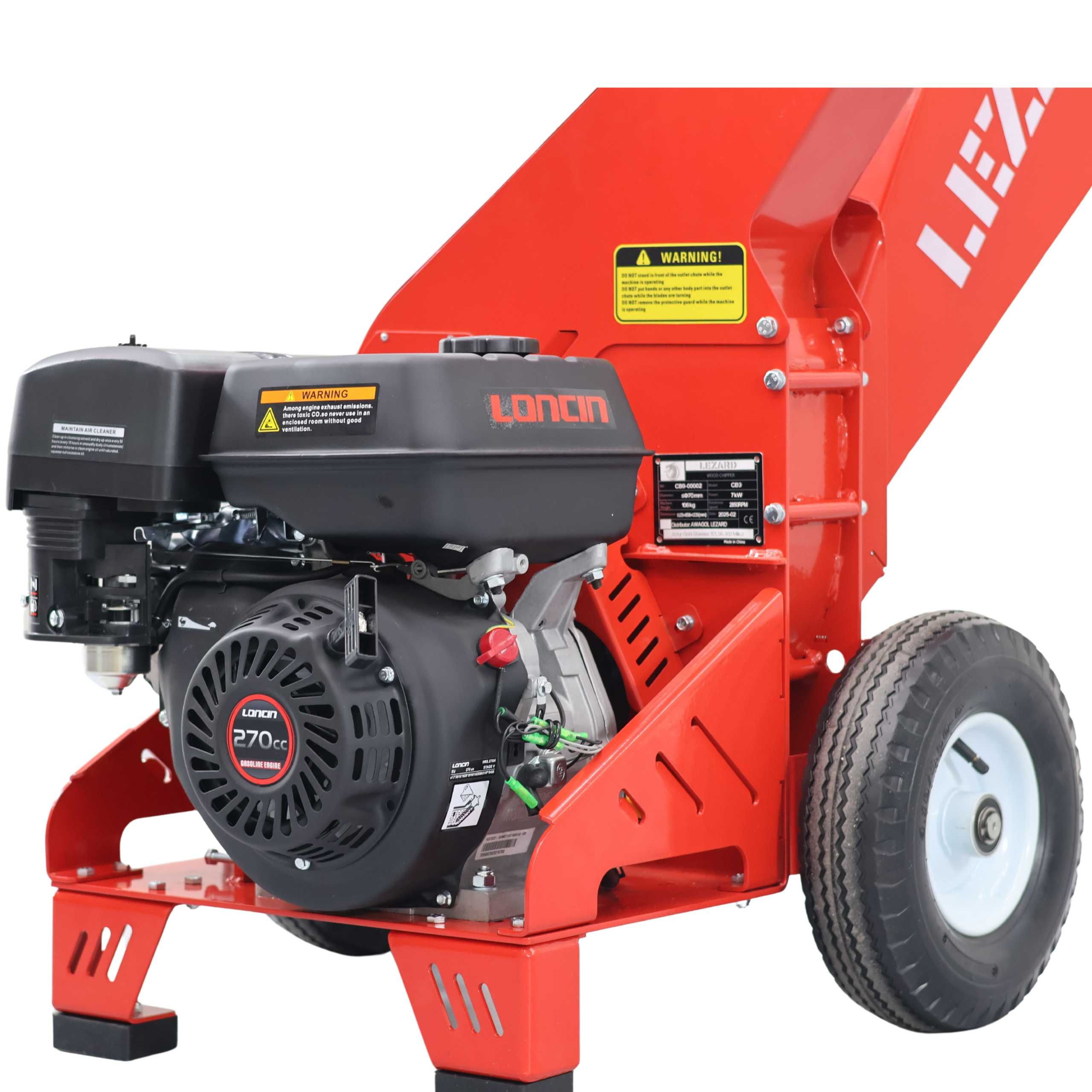 Rębak rozdrabniacz do gałęzi LEZARD CB9 Loncin 9KM 70-90MM + gratis