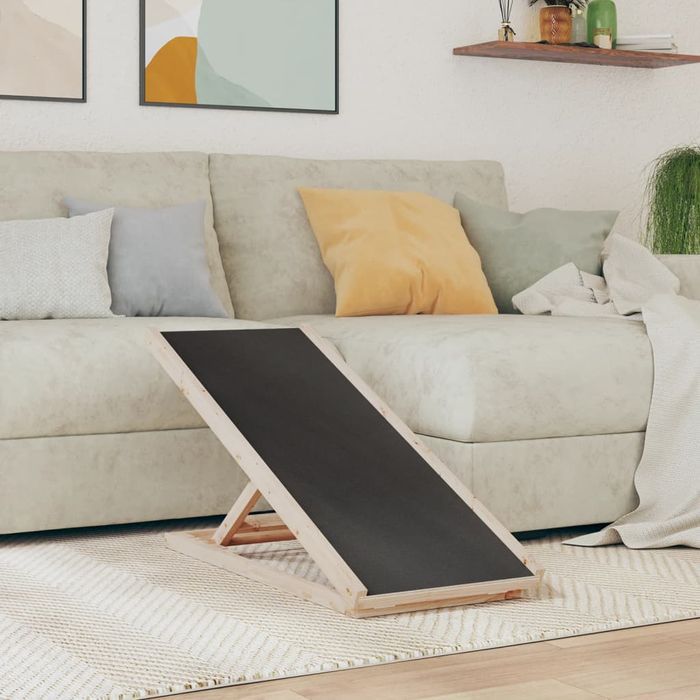 vidaXL Rampa dla psa, szara, 100x40 cm, lite drewno jodłowe