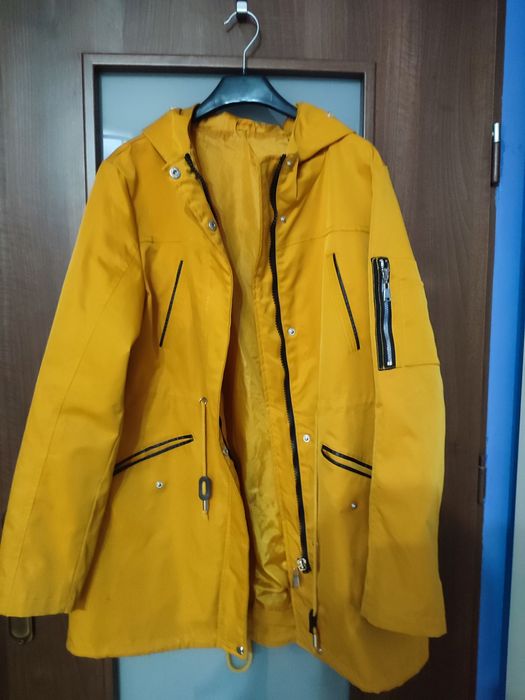 Kurtka zimowa damska, parka damska 2w1, żółta ocieplana, rozmiar L