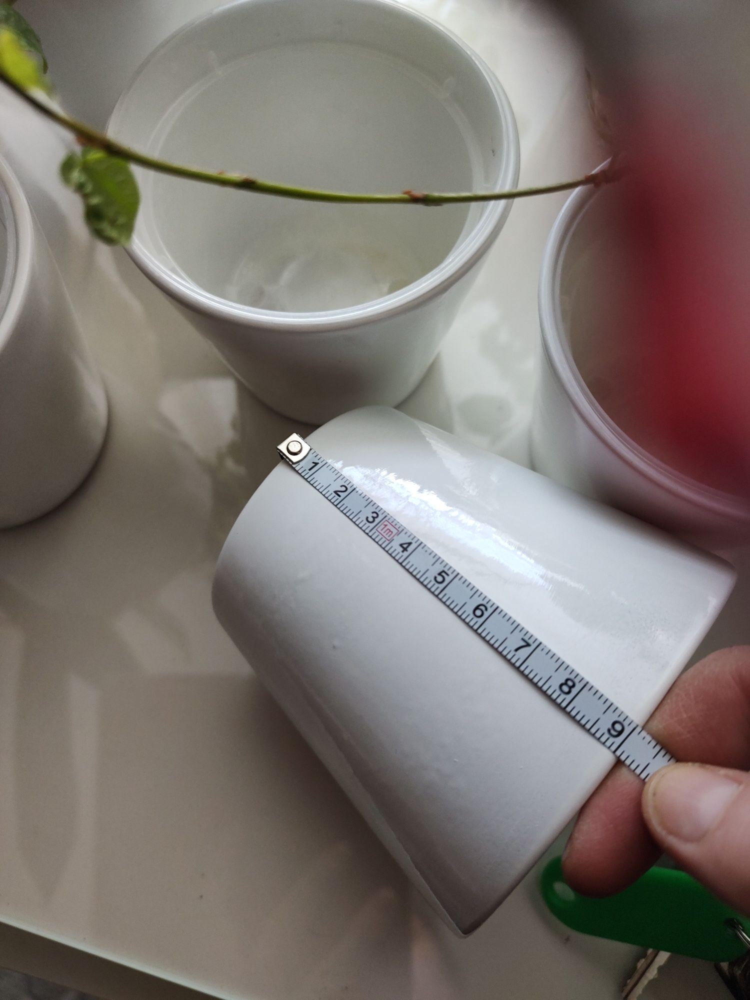 9x doniczka osłonka Polnix ceramiczna mała na kaktusy z wkładem plasti