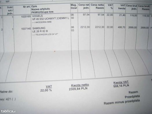 Telewizor LCD Samsung LE 26 R 82 B- 26 cali