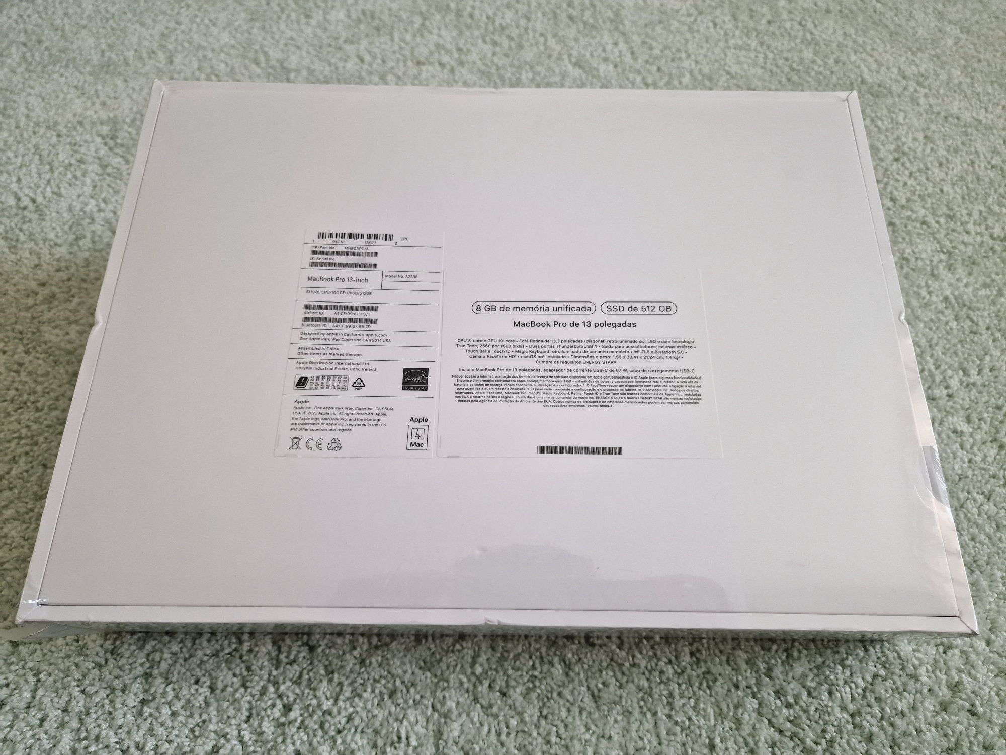 Apple MACBOOK PRO 13 A2338 - 8GB RAM & 512 SSD - Novo / Selado