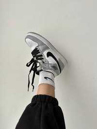 Кроссовки Nike Air Jordan 1 mid grey / Аир джордан серые 37 38 39