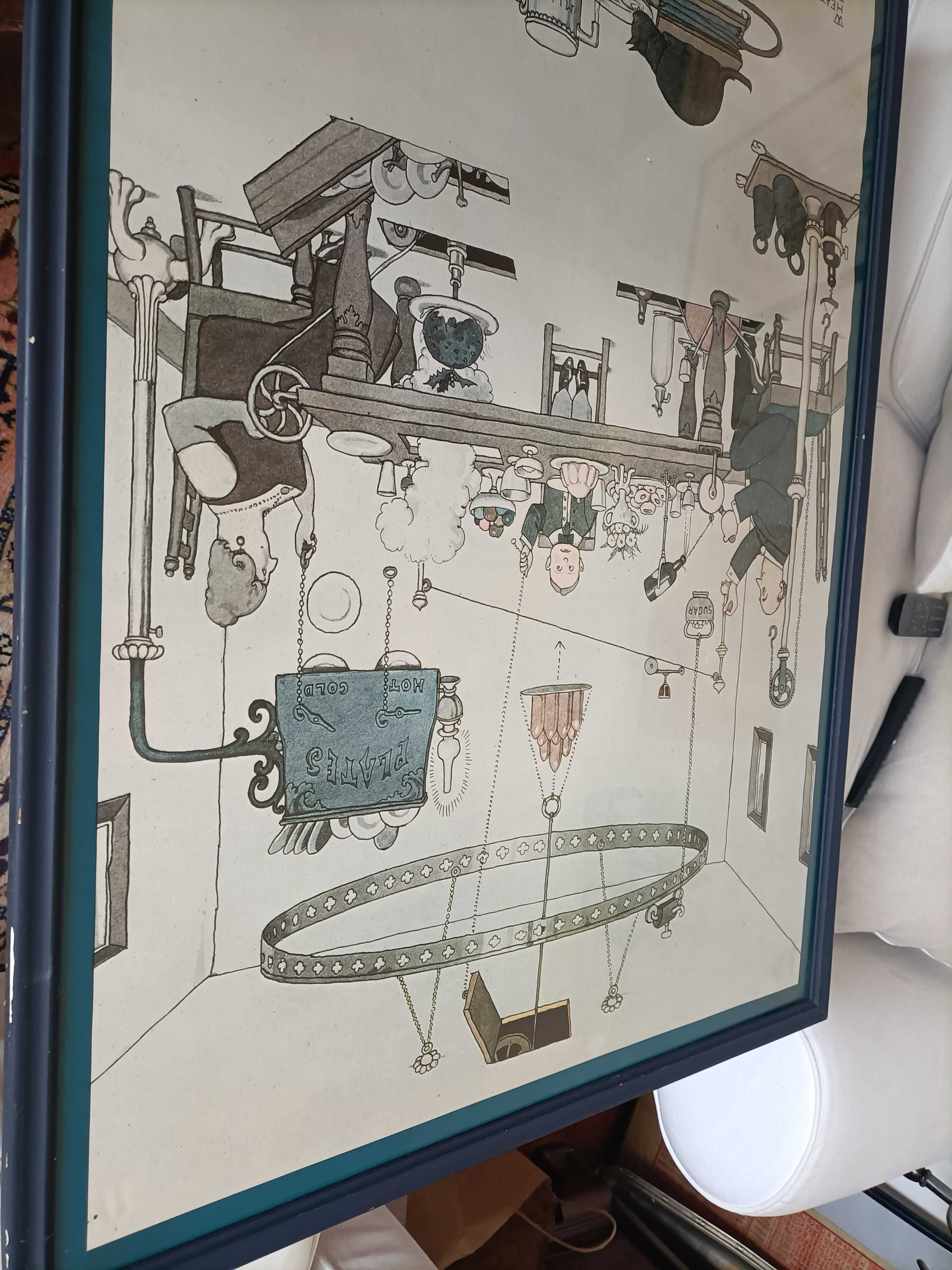 Vintage Quadro W. heath robinson Cartoon BD Poster  1974