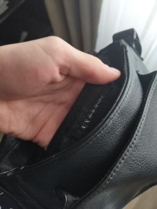 Чёрная мужская Кожаная Барсетка Armani Exchange