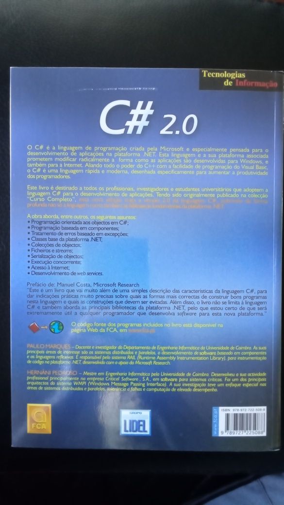 C# 2.0 de Hernâni Pedroso e Paulo Marques (COMO NOVO)