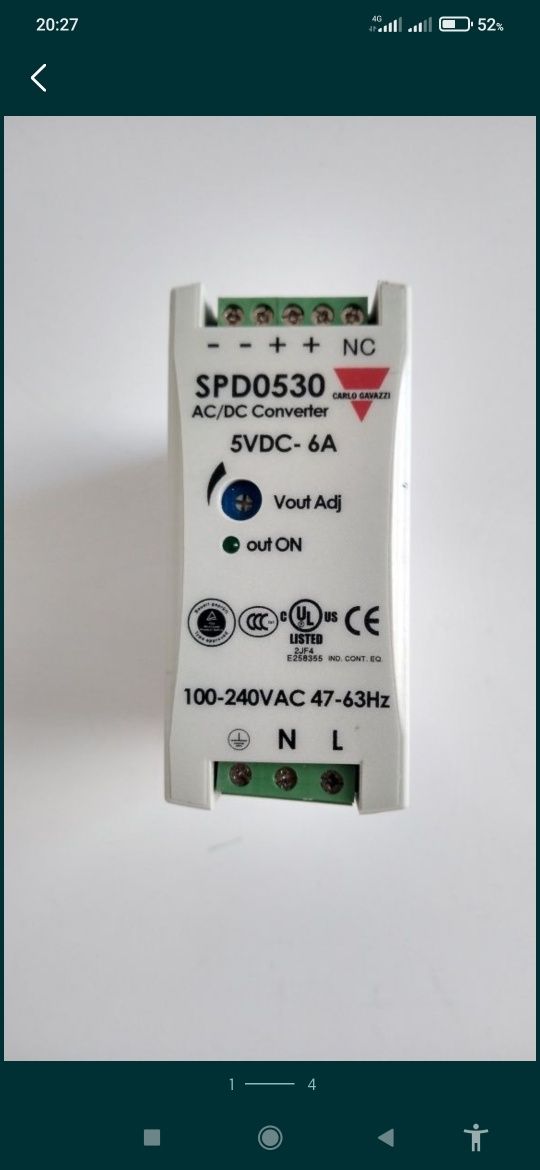 Источник питания на DIN-рейку SPD05301 (5VDC / 30W / 6 A). Источник пи