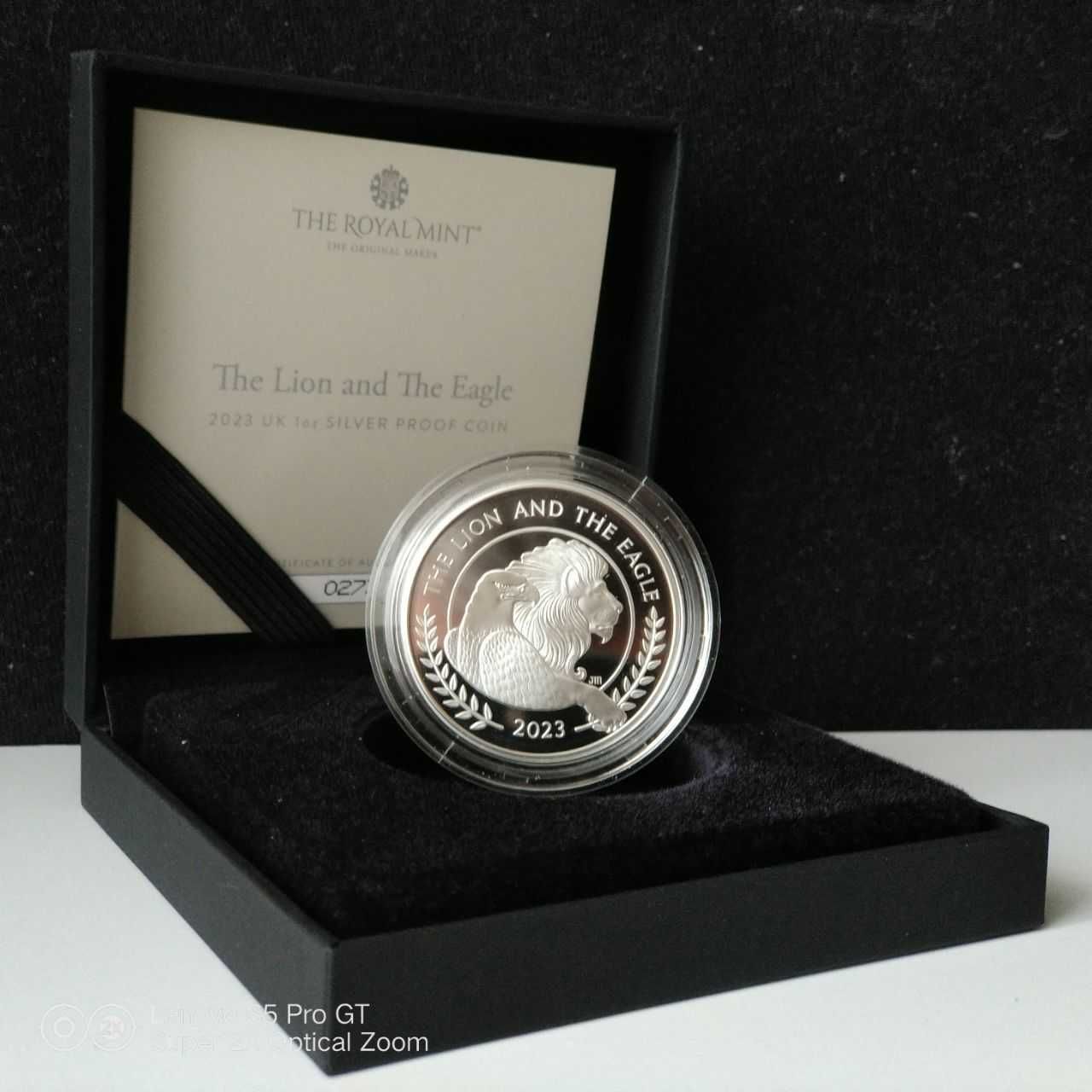Лев і Орел 2023 Великобританії срібло монета пруф 1 унція.
