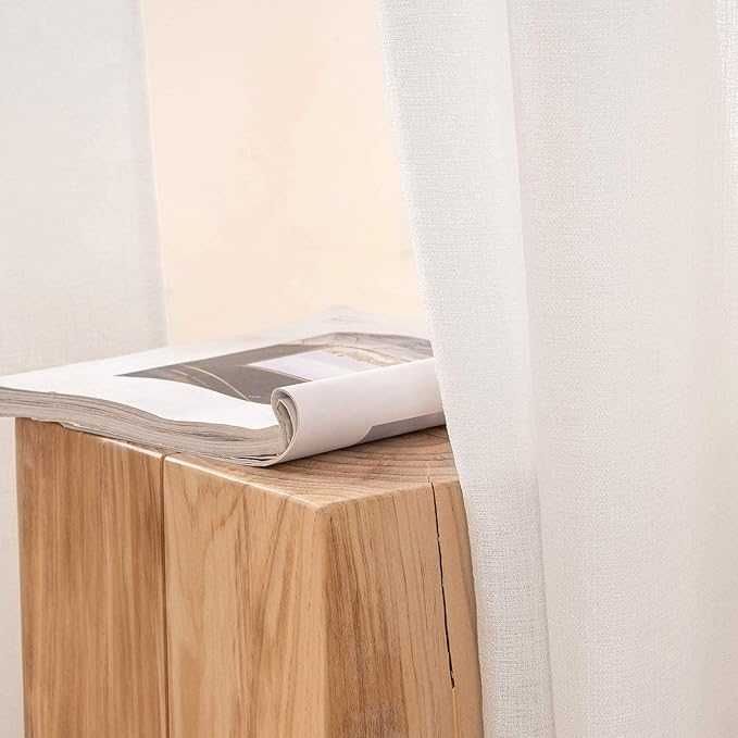 Zasłony 2 szt., białe, lniana imitacja, półprzezroczyste 140x280 cm