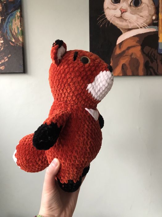 Pluszowy rudy lis na szydełku