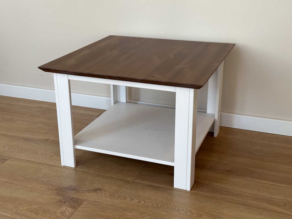 Biała ława sosnowa blat tabacco | uszkodzona, obita, przecena 1040 zł!