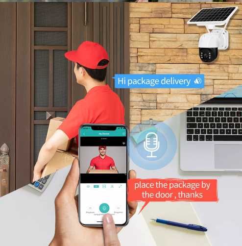 Беспроводная камера видеонаблюдения уличная c солнечн панель WIFI + 4G