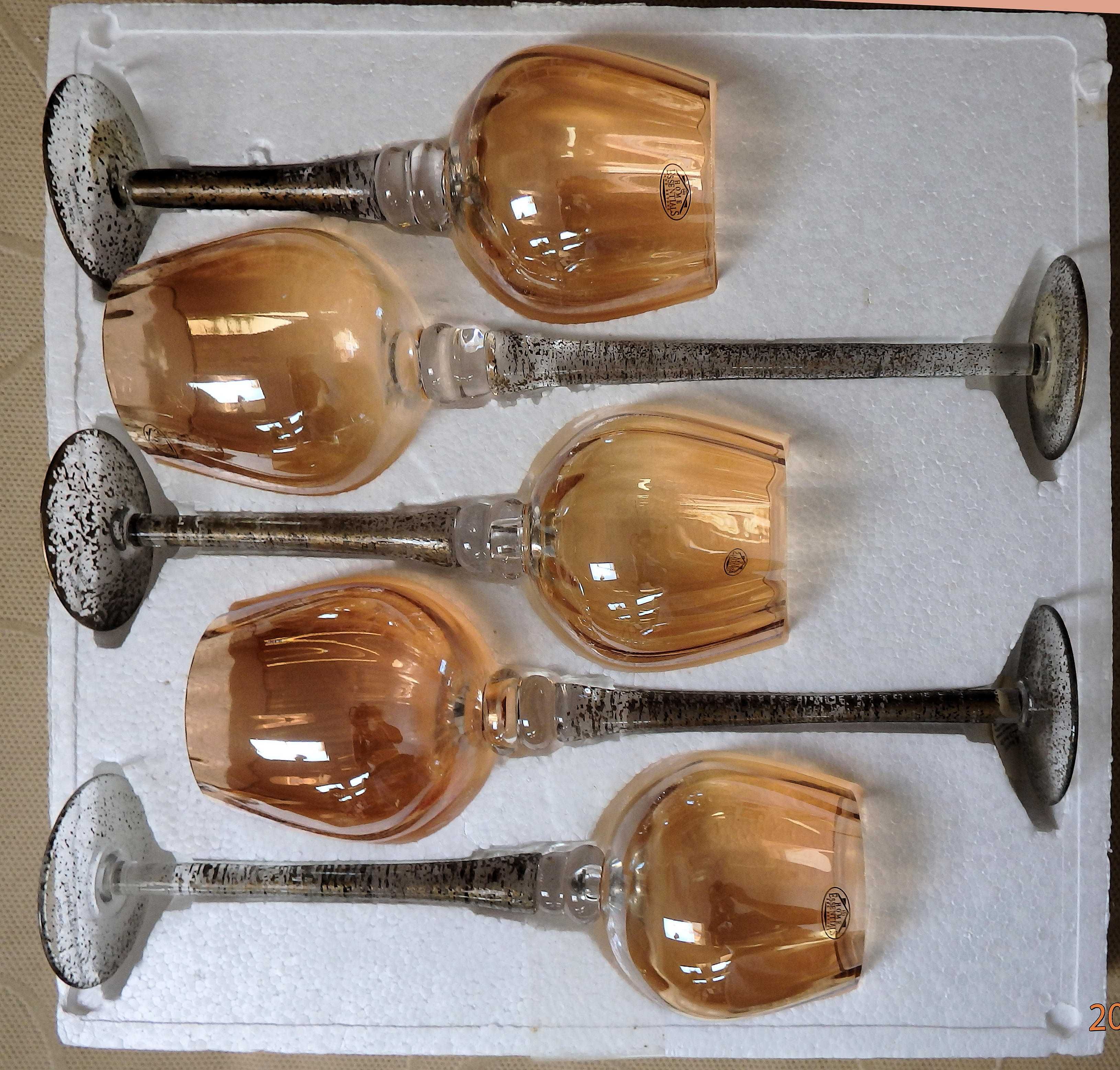 Normandy - Set of five amber optic glass votives.