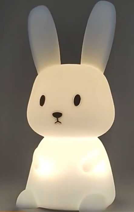 Lampka silikonowa, nocna w kształcie zajączka, RGB,nowa,prezent,święta