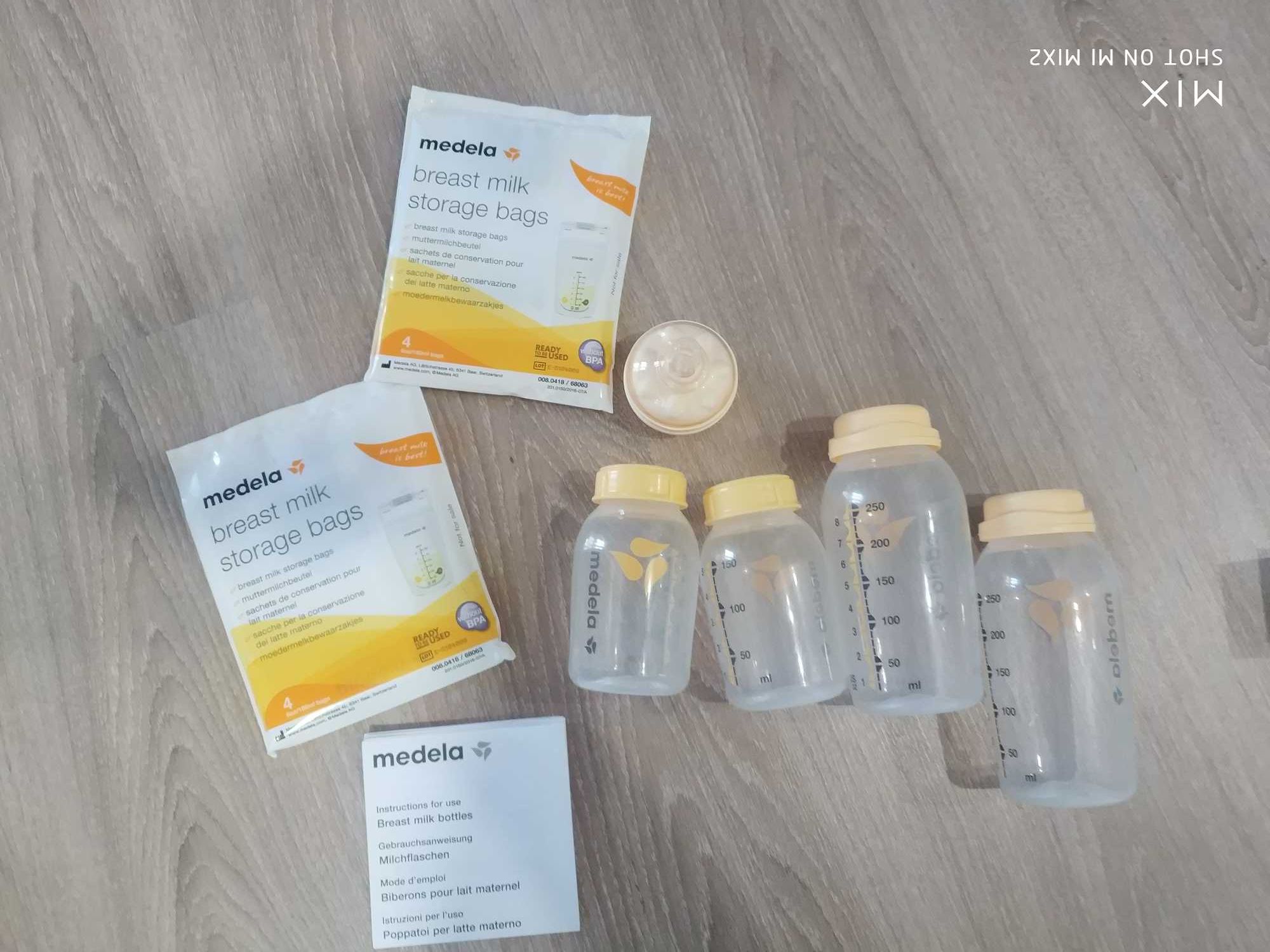 Medela: Breast Milk Store & Feed Set + duas tetinas + protetor mamilos