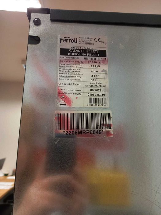 Kocioł Ferroli Biopellet Pro 12kW piec automat na pellet POWYSTAWOWY