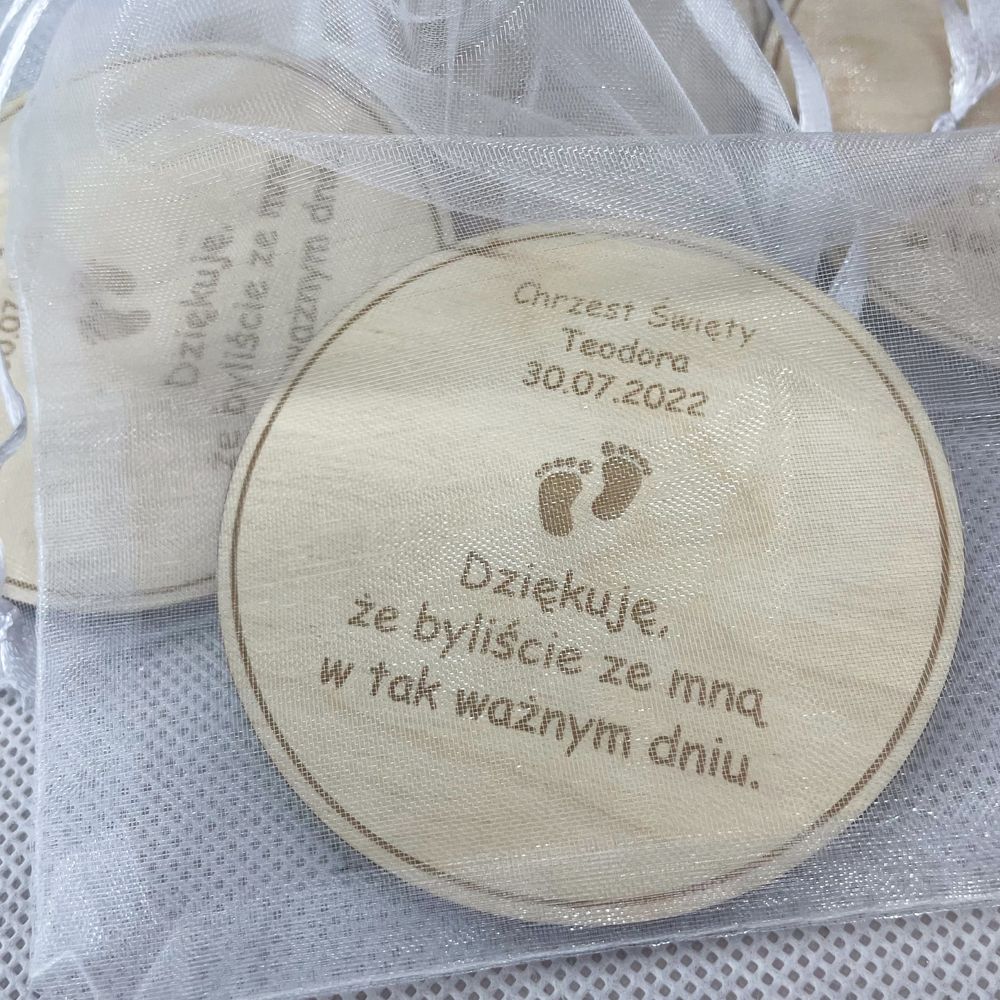 Podziękowanie dla gości, magnes, chrzest św.