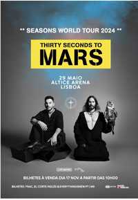 Vendo 2 bilhetes 30 Seconds to Mars - Plateia 2