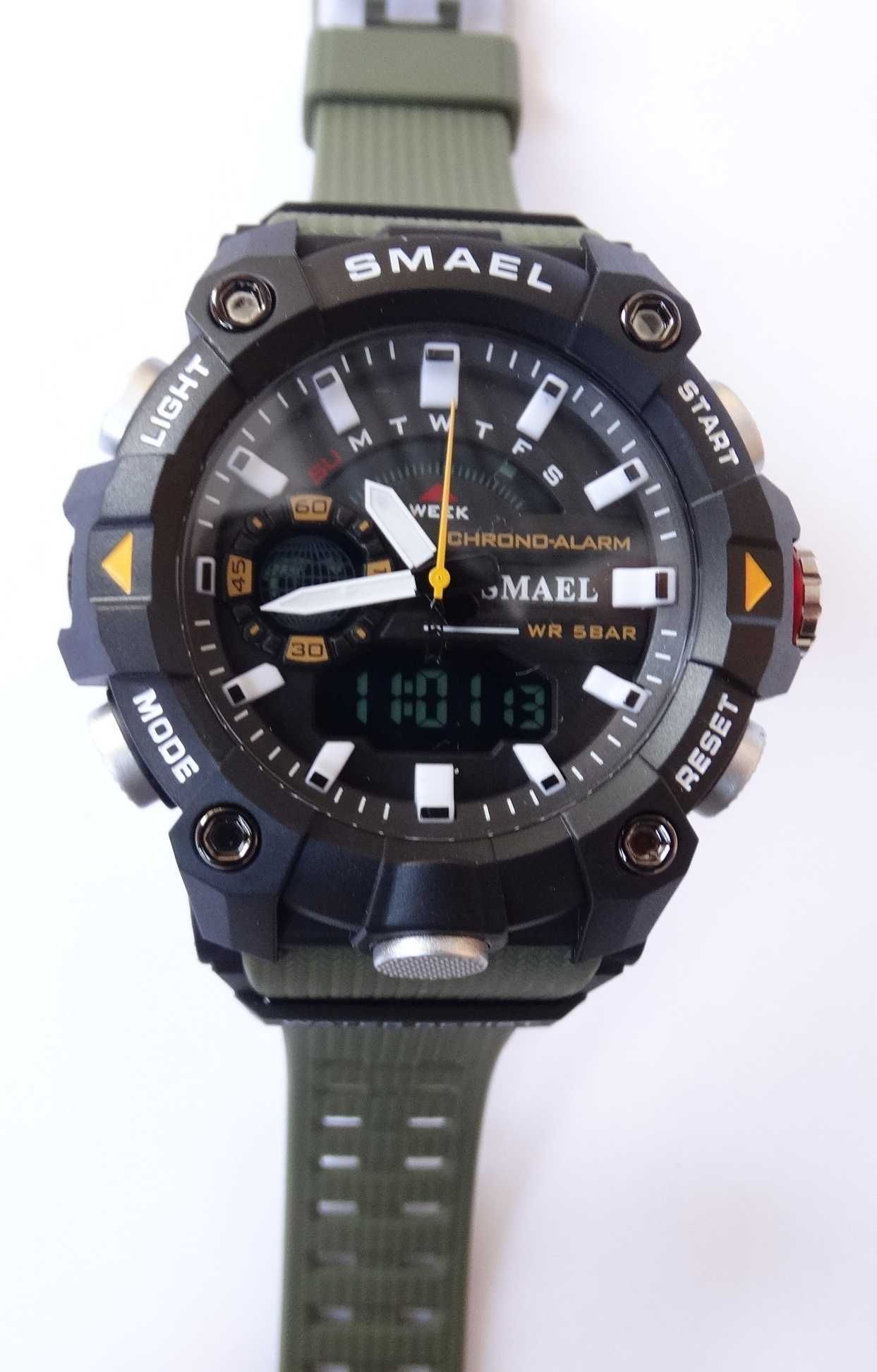 Sportowy zegarek męski Smael zielony elektroniczny cyfrowy militarny