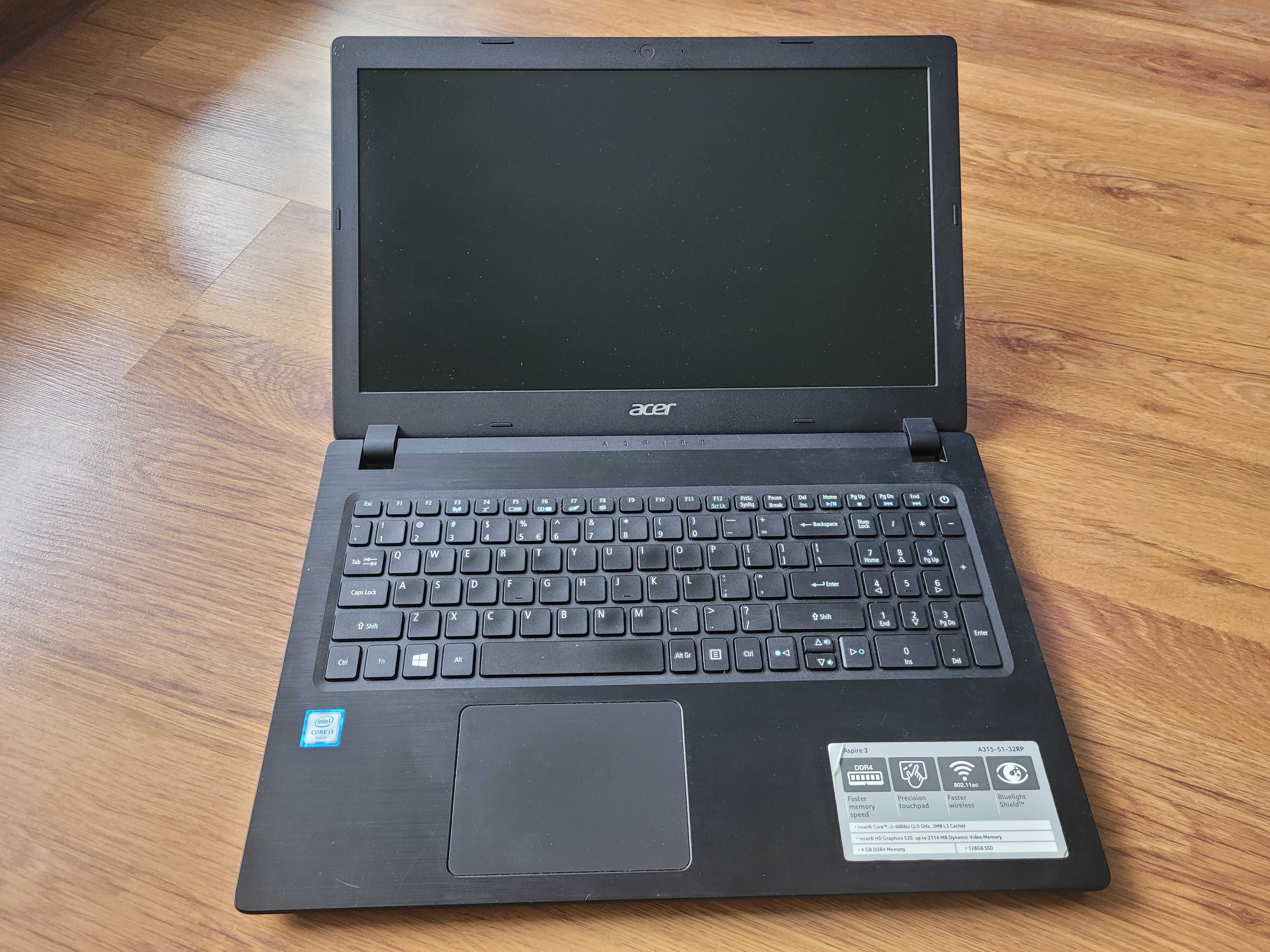 Laptop Acer Aspire 3 / Bateria 3h / Core i3 Dysk SSD