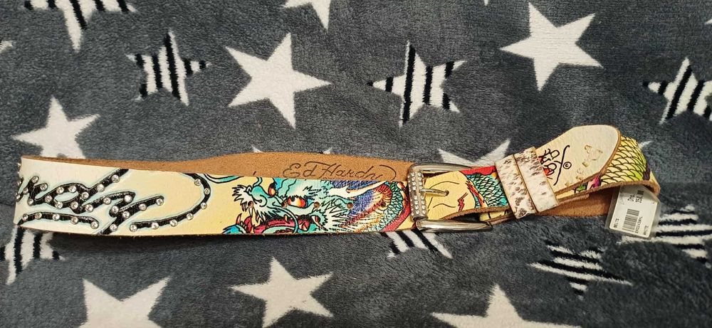 Ремінь шкіряний Ed Hardy by Christian Audigier. Ручна робота.