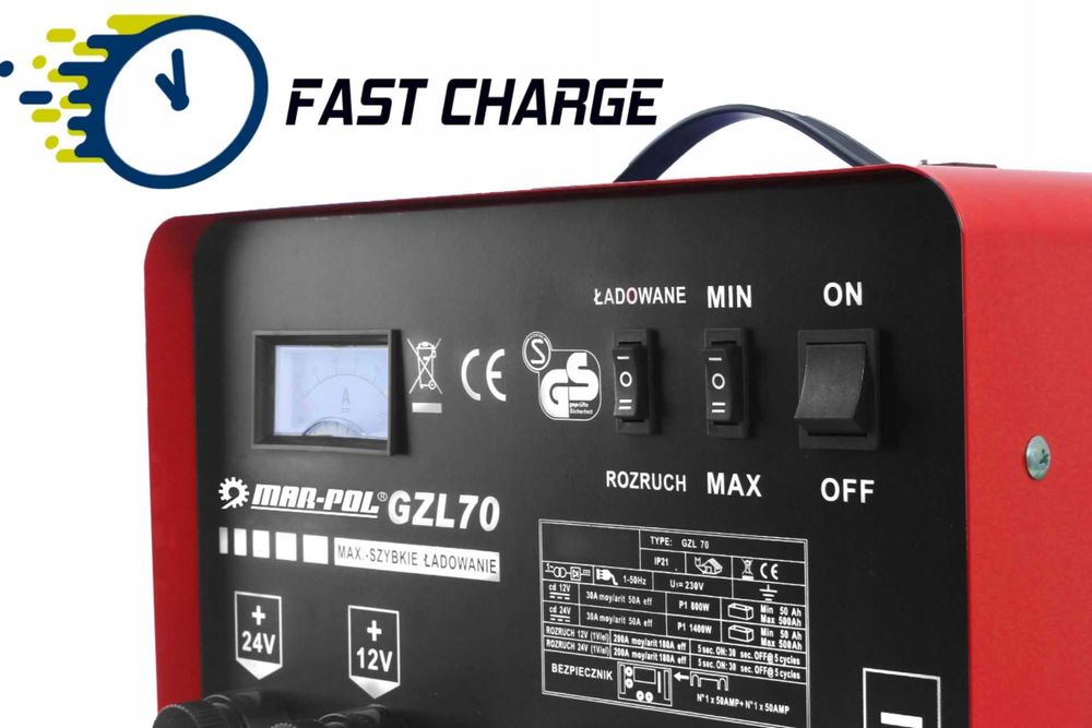 Prostownik z rozruchem ładowarka FAST CHARGE 12/24V GZL70 pilot