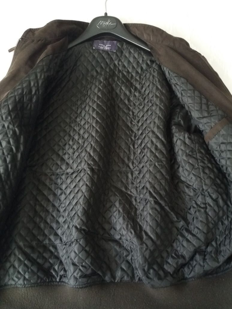 Casaco blazer castanho acolchoado bolsos