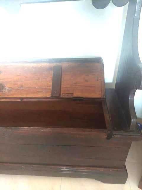 Banco - baú - Espaldar - antigo - séc. XIX