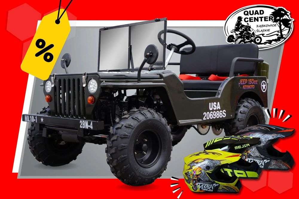 Samochód Terenowy Jeep Buggy UTV ATV Quad Willys Wrangler 150cc Półaut