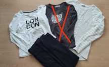 Zestaw 3szt joggery+ sweter +bluzka r. 140 L7