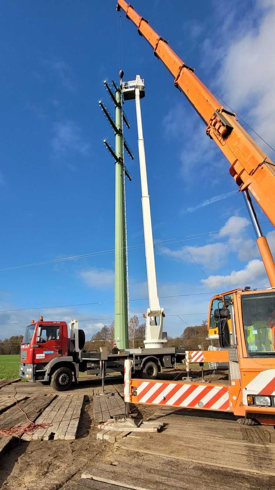 Podnośnik zwyżka wysięgnik terenowy 4x4 wynajem usługi 27 35 37m 600kg