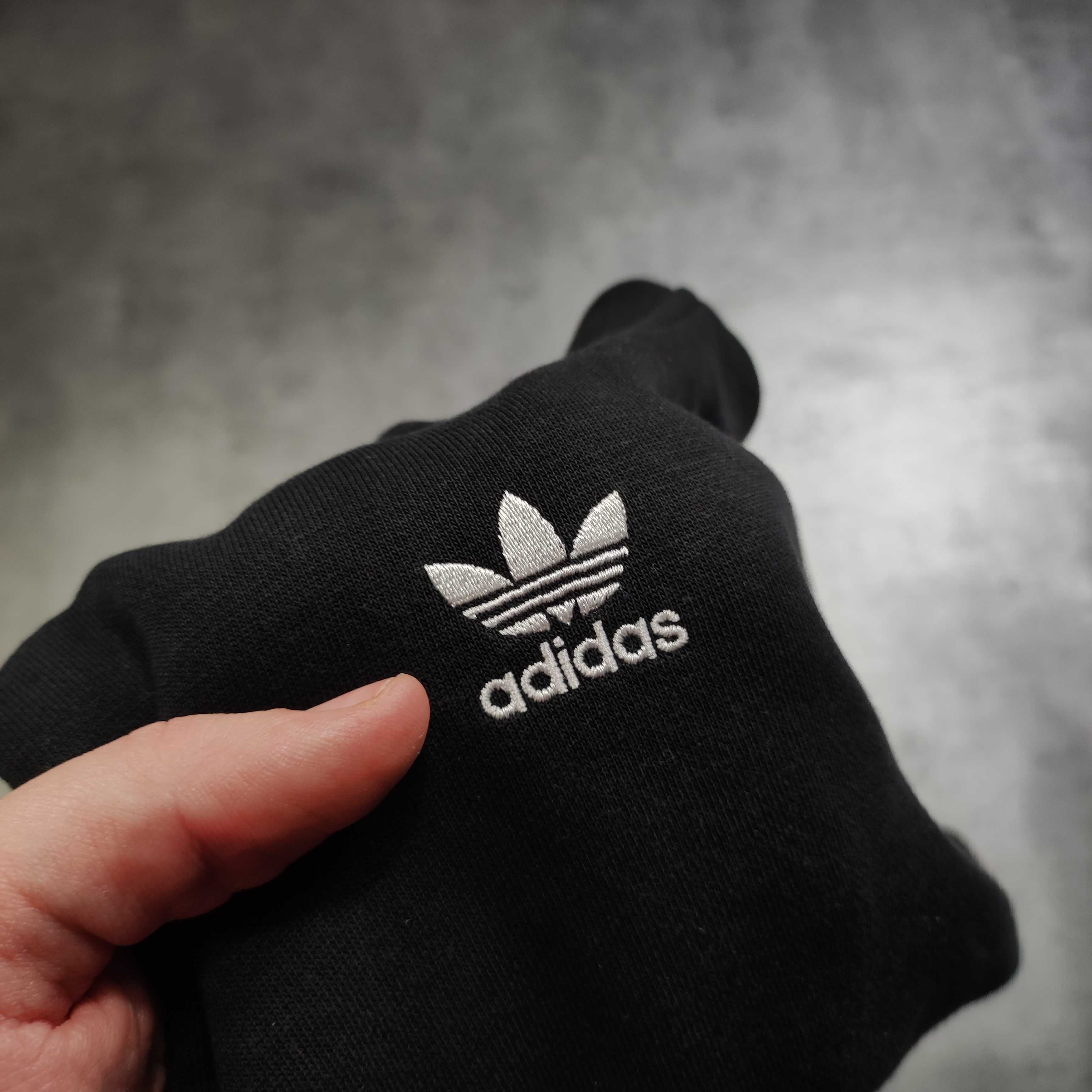 MĘSKA Bluza z Kapturem Hoodie Czarna Małe Logo Adidas Bawełna Original