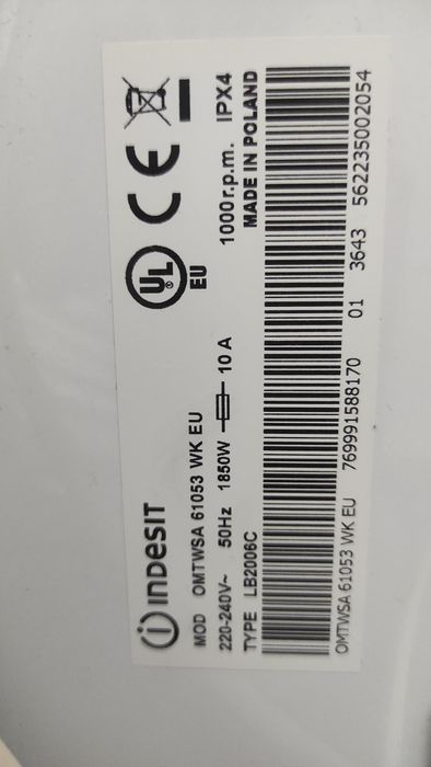 Indesit 61053 wk EU під відновлення
