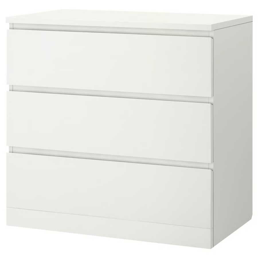 MALM Komoda, 3 szuflady, biały, 80x78 cm
