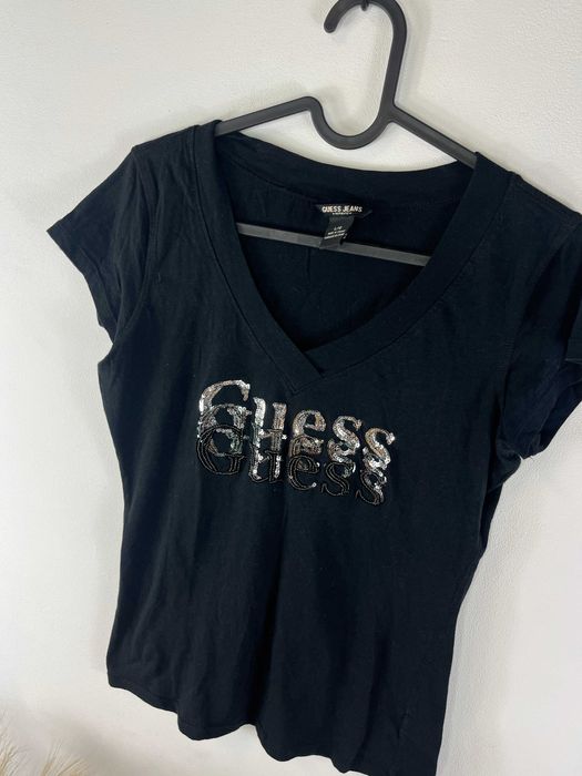 Czarna bluzka koszulka tshirt bawełniany Guess rozmiar L