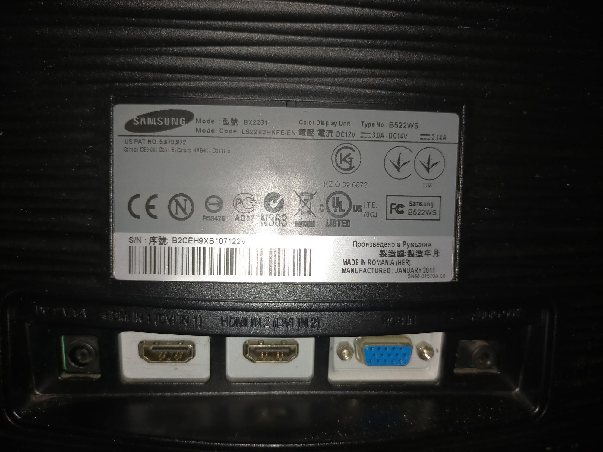 Monitor Samsung SyncMaster BX2231