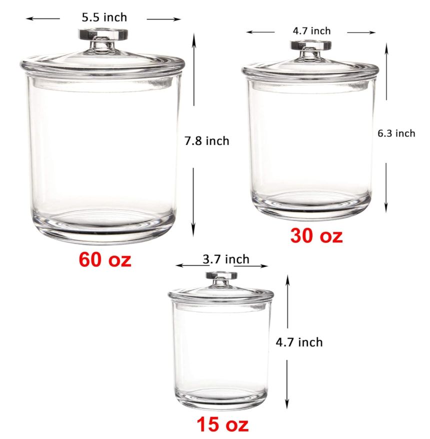 Youngever 1800 ml, 900 ml i 450 ml przezroczyste plastikowe słoiki