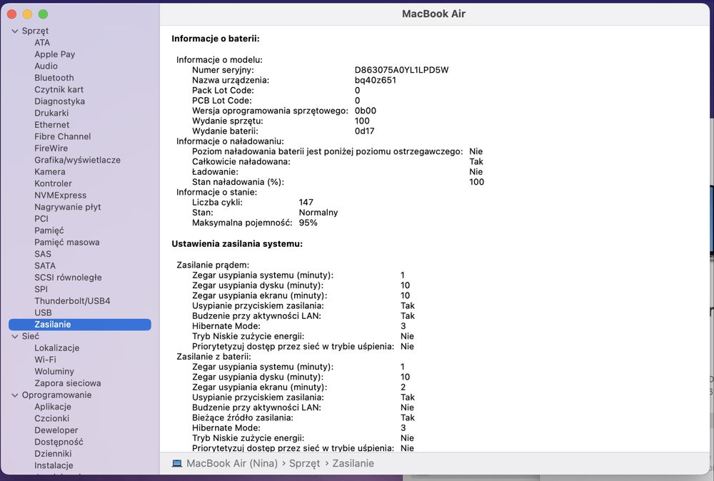 15 cali Laptop Apple Macbook Air 15,3” M2 8GB SSD 256GB