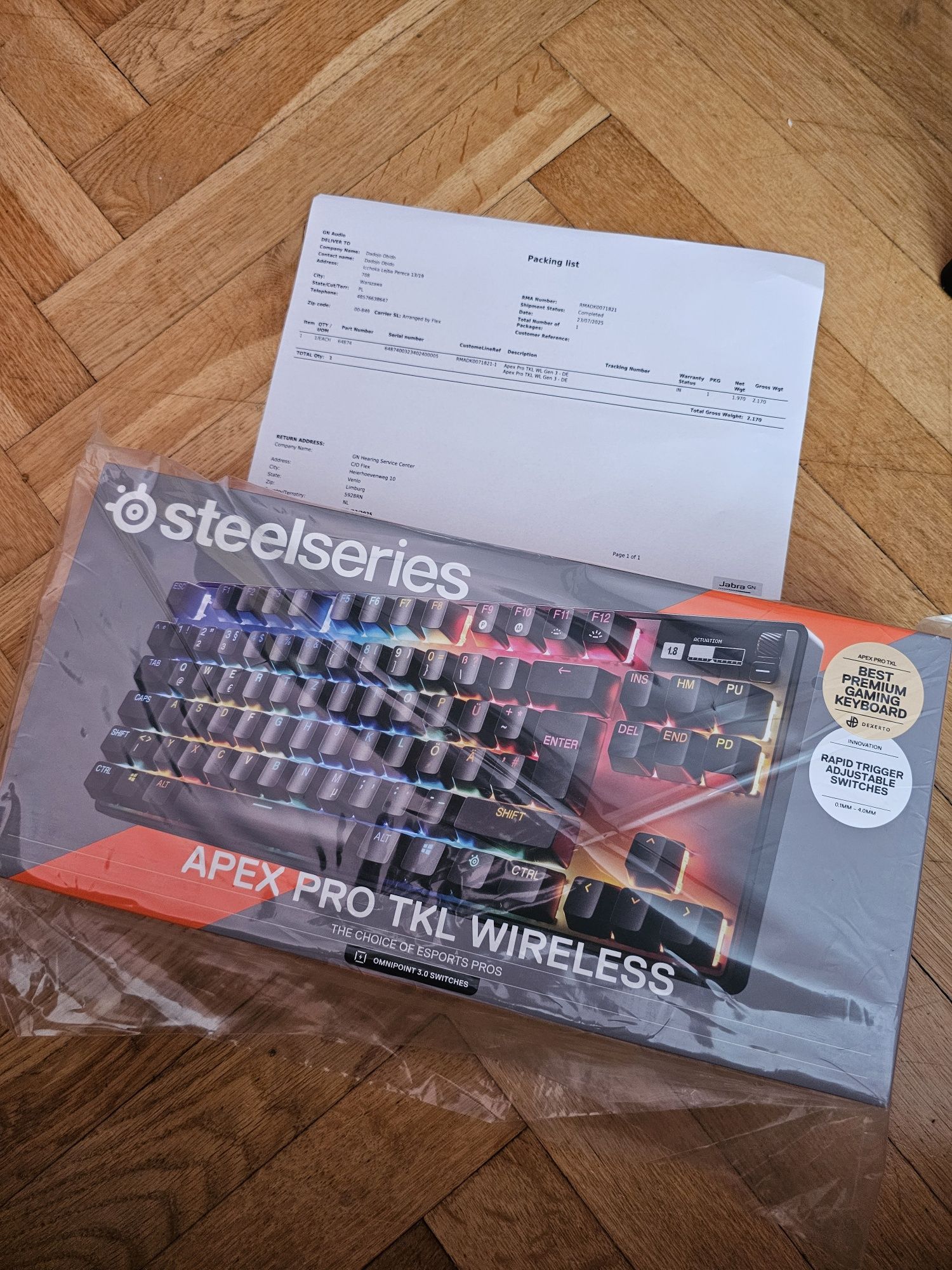 SteelSeries Apex Pro TKL Wireless GEN 3 Klawiatura magnetyczna HE