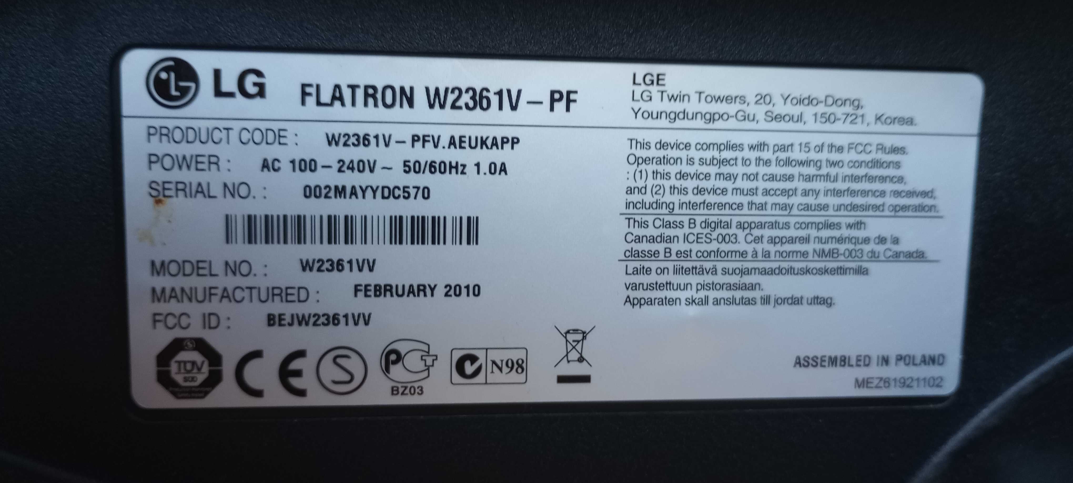 Monitor LG 23" bardzo dobry stan