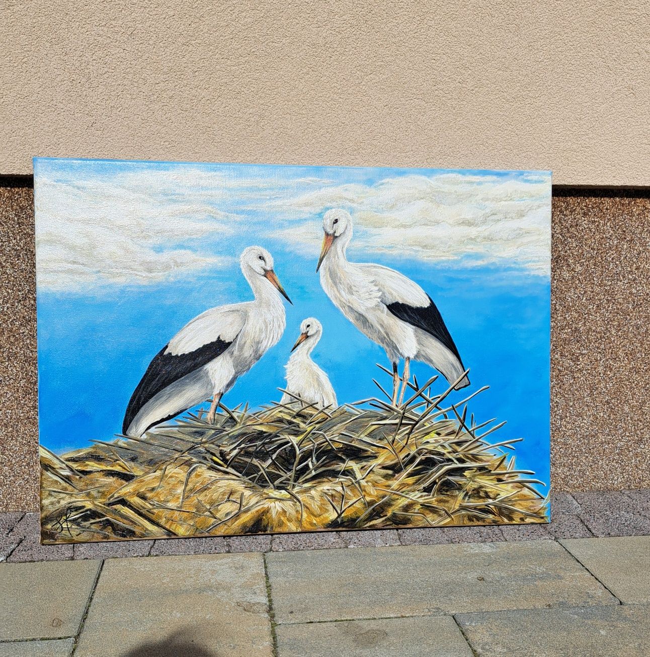 Obraz Bociany handmade