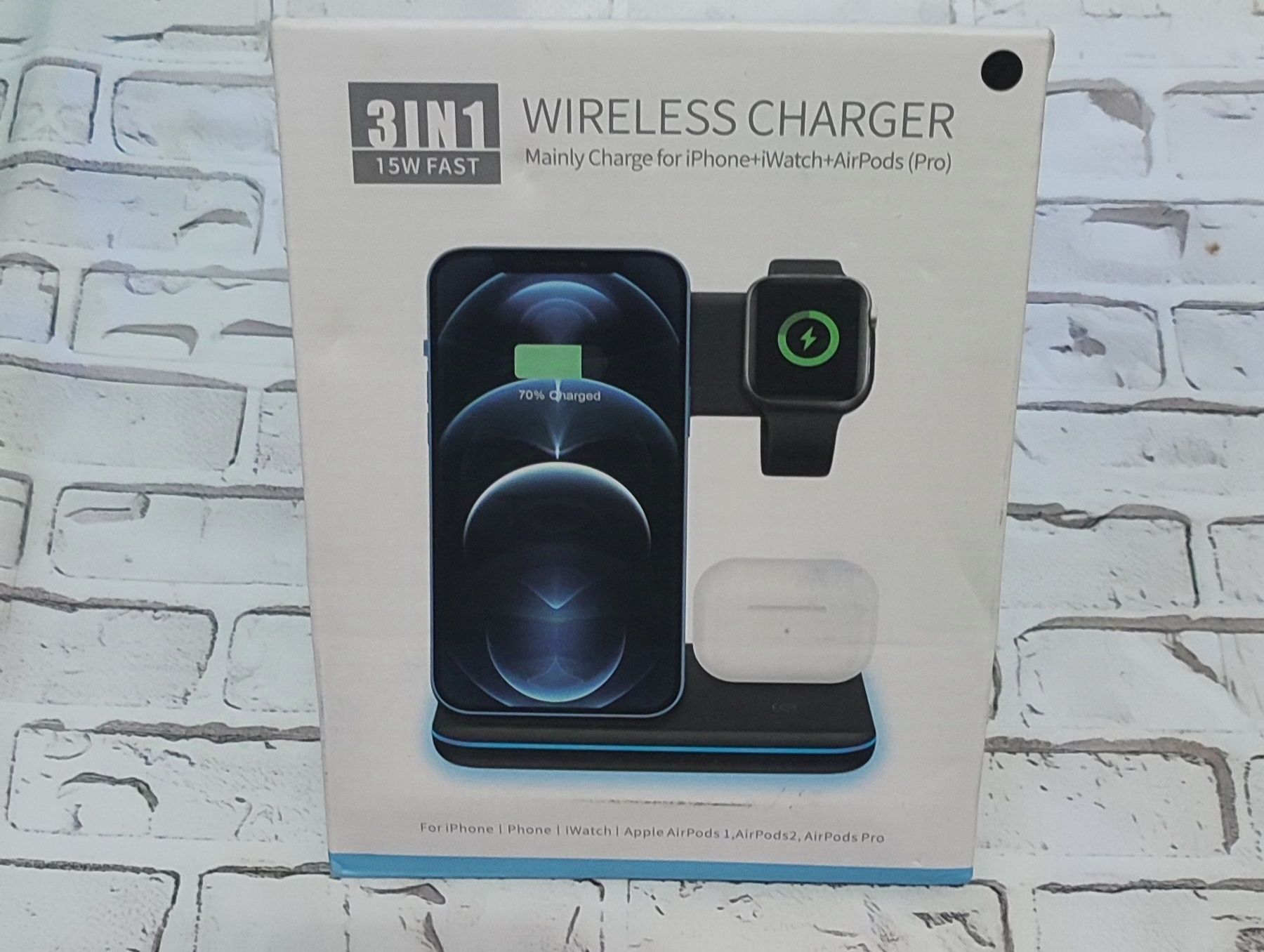 Бездротова зарядка 3in1 Fast 15W iPhone Apple Watch AirPods зарядна