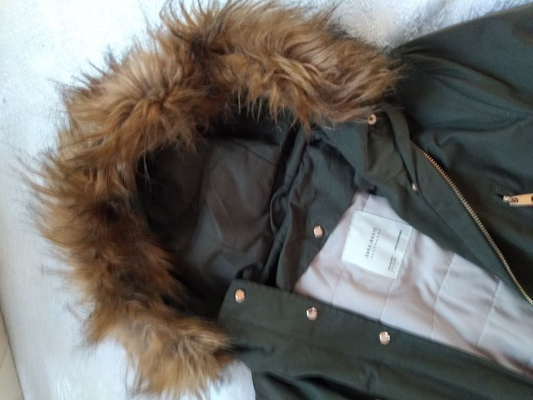 Zara kurtka parka 2w1 khaki rozm.XS