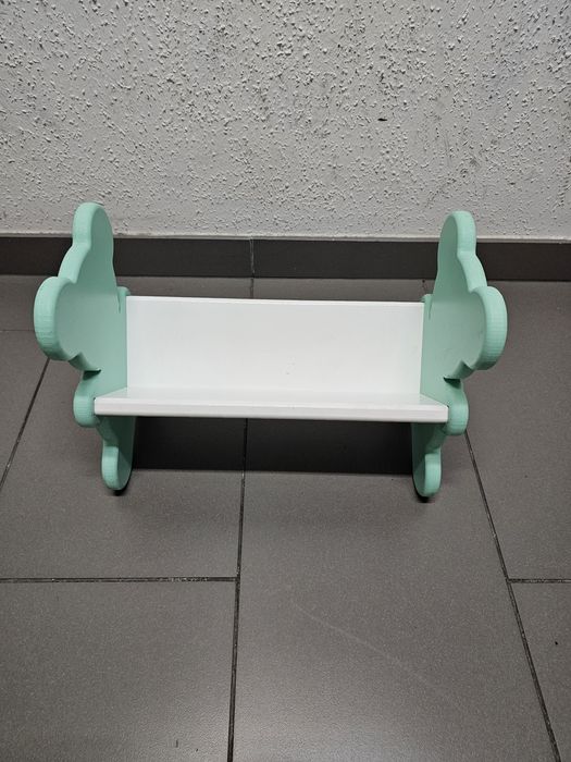 Półka, regał miętowy na książki dla dzieci z motywem misia, stan BDB!