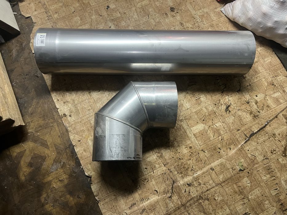 Труба дымоходная 1м +колено 90°  Ø220 1.0мм нержавейка