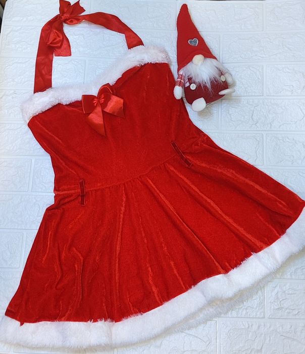 Велюрова еротична сукня Снігуроньки с-м